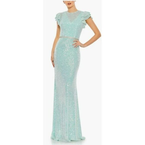Mac Duggal Dresses & Skirts - Mac Duggal 26942 Size 4 Sequin Rhinestone Blue Maxi Formal Dress NWT
